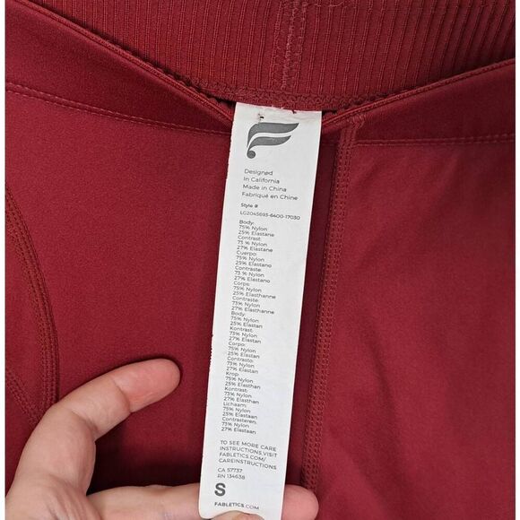 Fabletics Women's High Waisted Motion 365 Pocket 7/8 Legging Brick Red size Smal - Picture 9 of 9